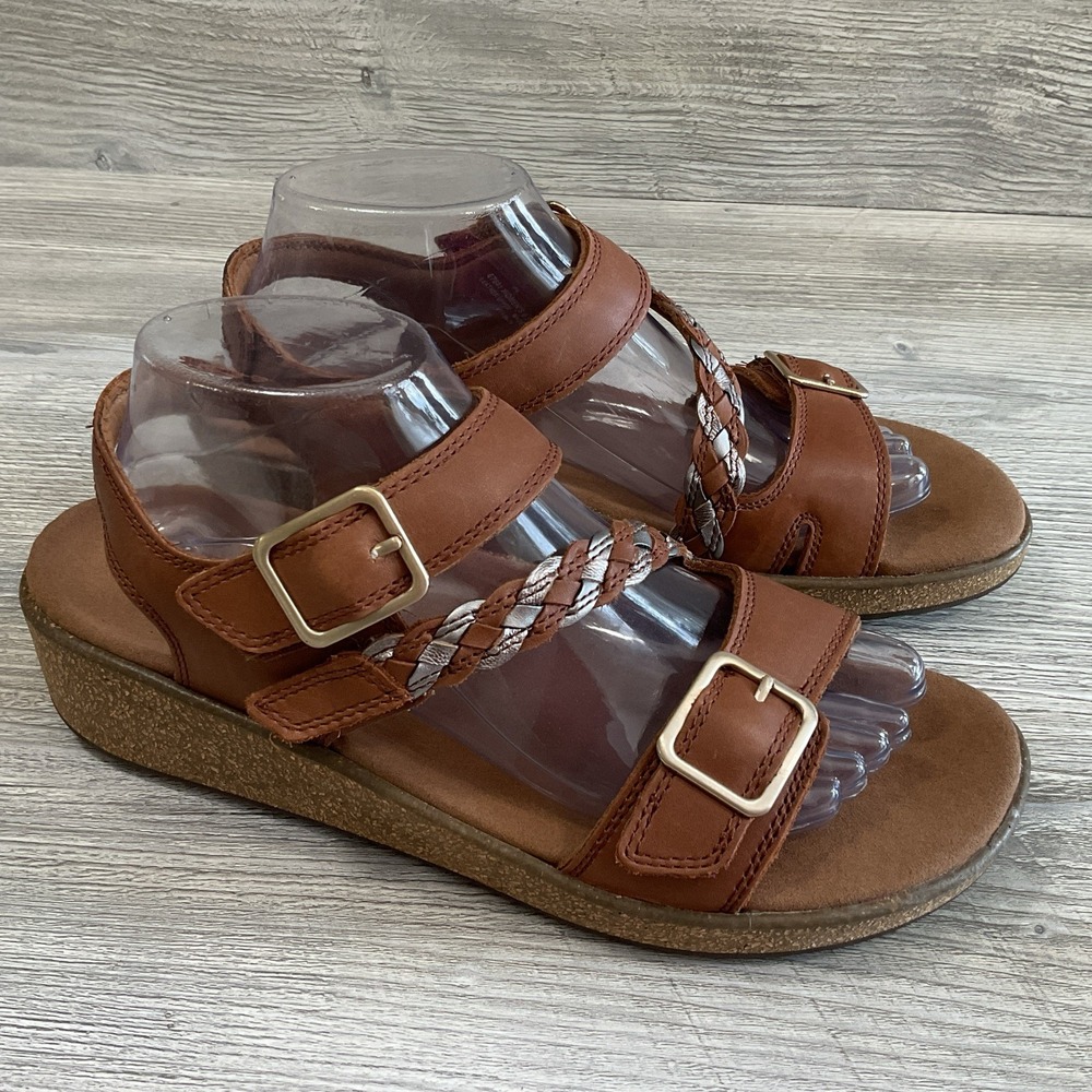 Orthofeet Chloe Sandal 67041 Cork Wedge Buckle Comfort Casual Womens Size 8.5 M
